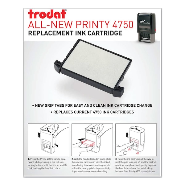 Trodat E4750 Stamp Replacement Pad, 1 X 1 5/8, Black